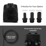 30W Ultra Quiet Submersible Water Pump 550GPH High Lift for Aquariums Fish Tanks Ponds Hydroponics Statuary with 3 Nozzles US/EU Plug Option