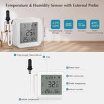 TH01 TH08 Tuya WiFi Temperature Humidity Meter with External Probe Sensor Digital LCD Screen Thermometer for Fish Tank Freezer