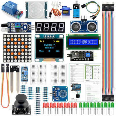 LinkMejor® Module Sensor Kit For Arduino with 0.96" OLED 1602 LCD Display Relay Servo Motor DHT11 for Starter Projects