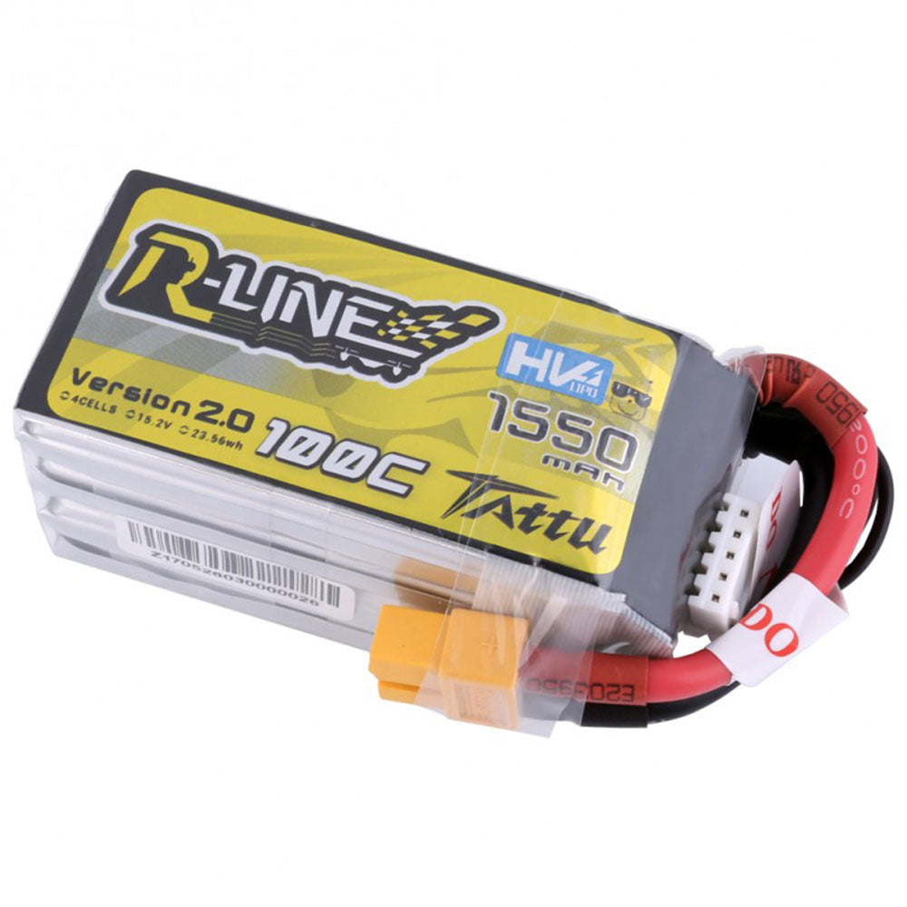 Tattu R-Line Version 2.0 15.2V 1550mAh 100C 4S1P Lipo Battery With XT60 Plug For RC FPV Racing