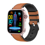 ET570 1.96inch HD Screen bluetooth Call ECG Heart Rate Blood Pressure Blood Oxygen Monitor Noninvasive Blood Glucose Measurement Uric Acid Blood Lipid Testing BMI Body Fat Sleep Monitoring Multi-sport Modes Music Playback IP68 Waterproof Smart Watch