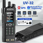 LinkMejor UV32 GPS 10W Long Range Walkie Talkie bluetooth Phone APP Programming Multi-band Wireless Copy Frequency 1000CH 10 NOAA Type-C Two-way Radio