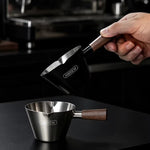 HiBREW 100ml Espresso Measuring Cup 304 Stainless Steel Coffee Dosing Cup with Walnut Wood Handle for Espresso Machine