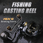 1pc 16kg Drag Power Baitcasting Reel Left/Right Hand Fishing Reel 6.5:1 High-Speed Gear With Replacement Handle Carbon Fibre Shooting Fishing Reel