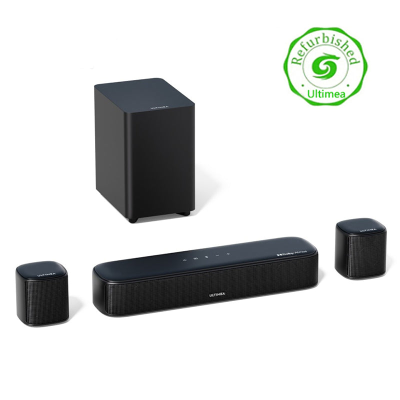 [EU/US Direct] Refurbished ULTIMEA Aura A50 Pro 280W Dolby Atmos Soundbar 5.1CH bluetooth Soundbar Surround Sound System with 6 High-Performance Speakers BassMX Technology SurroundX Technology 121 Preset EQ Matrices Home Theater Subwoofer