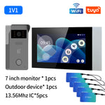 TD-D2ICR36W Tuya 1080P 2-Wire Analog IP Video Intercom Kit 7 inch Color Touch Screen Wireless Wifi Doorbell RFID Access Control System EU Plug