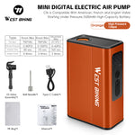 WEST BIKING Mini Electric Bike Pump 4-in-1 Click Valve,  120PSI Portable Air Compressor,  Auto-stop & LED Display, MTB Road Tire Inflation