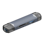 6-in-1 OTG Type-C&USB Card Reader with Flash Disk SD/TF Interface Multifunctional USB Adapter for Phone Laptop Computer