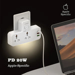 LinkMejor SC2311 Power Socket Universal 2 Outlets 20W PD QC3.0 3USB Wall Charger Power Strip Adapter Multiple Plug Expander