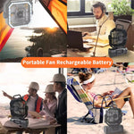 3-in-1 Car Fan Cooling Tool LED Lighting 20000mAh Power Bank Remote Control 4 Speed 270° Tilt Head 360° Rotatable Hook Universal Vehicle Cooling Fan