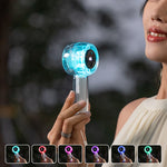 100 Levels Portable Handheld Fan with LED Colorful Light USB Rechargeable Transparent High Speed Cooling Fan Small Mini Desktop Fan