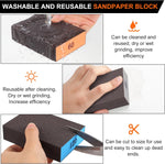 8pcs Sanding Sponges Assorted Grits 60 80 120 220 Washable Reusable Sandpaper Blocks for Woodworking Furniture Metal Drywall Polishing
