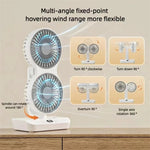 Double Head Desktop Oscillating Fan,360°Rotation USB Rechargeable 4000mAh Battery Powered Portable Automatic Rotating Table Fan 4 Gear Wind,For Home Office Wall Mounted Fan