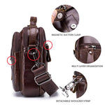 LinkMejor Genuine Leather Mens Shoulder Bag Business Crossbody Bag Male Briefcase Messenger Bag Men's Casual Handbags Vintage Flap Clutch Purse Tote