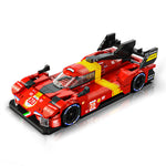 Eikee MOC City Flame Racing Car Model Building Blocks 16 Grids Sports Vehicle Bricks Toy for Kids Festival Gift
