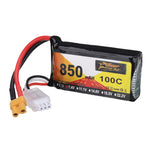 LinkMejor 7.4V 850mAh 100C 2S LiPo Battery XT30 Plug for RC Drone