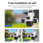 5 Lens Panoramic Surveillance Camera 20x Optical Zoom 360° PTZ 200W Pixel WiFi Camera Color Night Vision AI Human Detection 2-Way Audio Cameras for Home Security