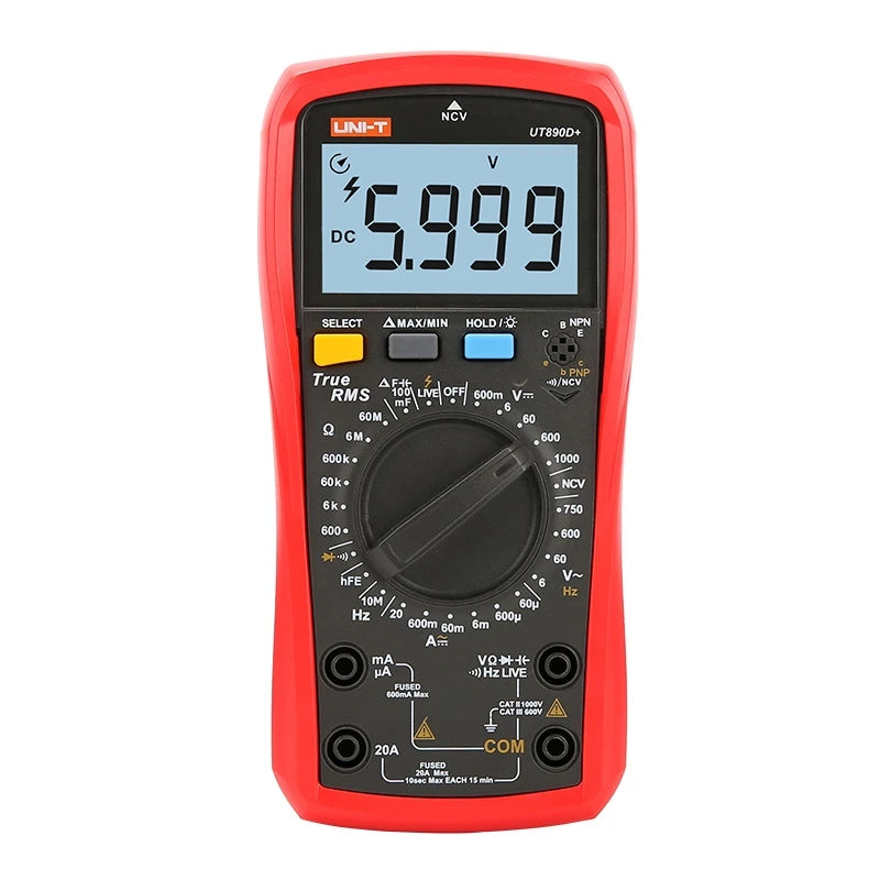 LinkMejor UT890D+ True RMS Digital Multimeter Manual Range AC DC Current Voltage Frequency Capacitance Tester with Backlight