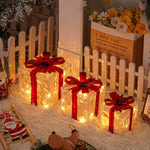 3 Sets Of Christmas Transparent Warm Light With Red Bow Christmas Gift Box LED Decorative Lights Warm Light for Christmas Tree Decorations