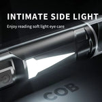 LinkMejor W7000 500 Lumens Rechargeable LED Flashlight with COB Side Light 4 Lights Modes Type-C Charging Waterproof Torch for Camping Hiking Emergency