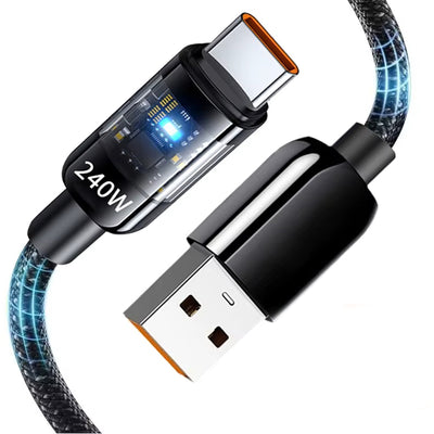 10A 240W USB-A to Type-C Cable Fast Charging Data Transmission Copper Core Line 0.25M/1M/1.5M/2M Long for iPhone 16 16 Pro 15 14 Pro Max for Huawei Pura X for Xiaomi 15 Ultra for Samsung Galaxy S25 Ultra