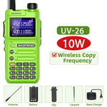 LinkMejor UV-26 10W High Power Walkie Talkie Handheld Two Way Radio Long Range Multi Band NOAA Weather Alert 999 Channels Rechargeable Battery Type-C Charging Wireless Frequency Copy Transceiver Radio