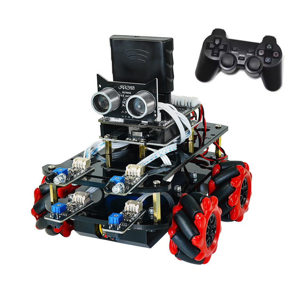 4WD Smart Car Chassis Mecanum Wheel Tracking DIY Kit Omnidirectional Wheel Four-wheel Drive Robot Remote Control Car