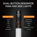 LinkMejor T7 Multifunctional 1500 Lumen Rechargeable LED Flashlight with Side Light Adjustable Camping Stand for Outdoor Adventures Camping Riding LED Torch Work Light