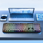 LinkMejor 708 Tri-Mode Transparent Gaming Keyboard with Hand Support 105-keys RGB Backlit Ergonomics Design Membrane Keyboards
