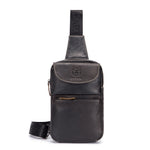 LinkMejor Retro Genuine Leather Men's Chest Bag Comfy Adjustable Shoulder Strap Crossbody Bags Large-capacity Multi-layered Messenger Bags for Travel