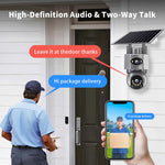 V380 6MP Dual-Lens Solar PTZ Security Camera Full-Color Night Vision Human Motion Two-Way Audio 4G WIFI AOV Monitoring Surveillance Camera for Outdoor Security