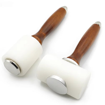 Woodworking Hammer Solid Wood Handle Nylon Head Lightweight Design for Stamping Punching Crafting Tools