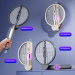 Tevorex Dual-Head Foldable Electric Mosquito Swatter 4-In-1 Rechargeable Handheld Fly Killer Bug Zapper for Indoor Outdoor
