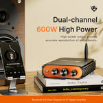 YS-KL5 Dual-Channel Bluetooth 5.3 Digital Power Amplifier High-Power 600W TPA3255 Hi-Fi Audio 2.0 Subwoofer