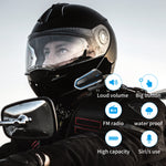 QTB35 Motorcycle Bluetooth Helmet Headset Wireless Music Headphone Over-ear Stereo Headset V5.0 Waterproof