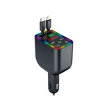 Y3 Car Audio Transmitter Bluetooth Music Player with Retractable Charging Cable and Fast Car Charger