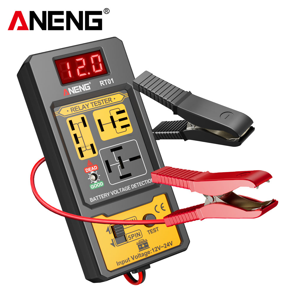LinkMejor RT01 Automotive Relay Tester Digital Voltage Relay Detecter 4-Pin 5-Pin Relay Display 12V 24V Battery Diagnostic Tool