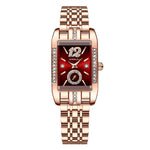 LinkMejor Women's Quartz Watch Elegant Rhinestone Rectangular Dial Waterproof Stainless Steel Strap Luminous Design Perfect for Business and Fashion Use Stylish Women Watch Ideal for Everyday Wear