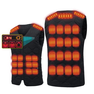 LinkMejor 35 Areas Electric Heated Vest 5-control USB/DC Charging Unisex Washable Outdoors Winter Warm Heating Clothing