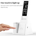 LinkMejor LED Desk Lamp Dimmable Touch Control with Calendar Temperature Clock Night Light Foldable Table Lamp for Study Reading Lamp