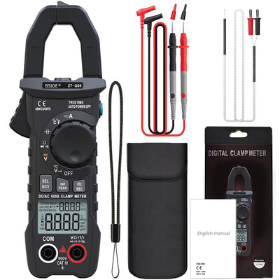 LinkMejor ZT-QS9 Digital Clamp Meter 600A Current True RMS Smart Plier ammeter Auto Rang 6000 Counts Multimeter DC AC Voltage Hz Ohm NCV Tester