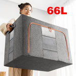 LinkMejor 66L Storage Bags Clothes Organizer Storage Containers with Durable Handles Thick Fabric for Clothing Blanket Comforters Bed Sheets Pillows