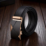 120cm Fashionable Business Casual Men's Belt Auto Metal Buckle PU Leather Adjustable Pants Waistband for Male