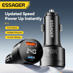 LinkMejor 140W USB-A Type-C Car Charger Multi-Protocol PD Fast Charging Digital Display Aluminum Alloy Universal Fit 12-24V Car