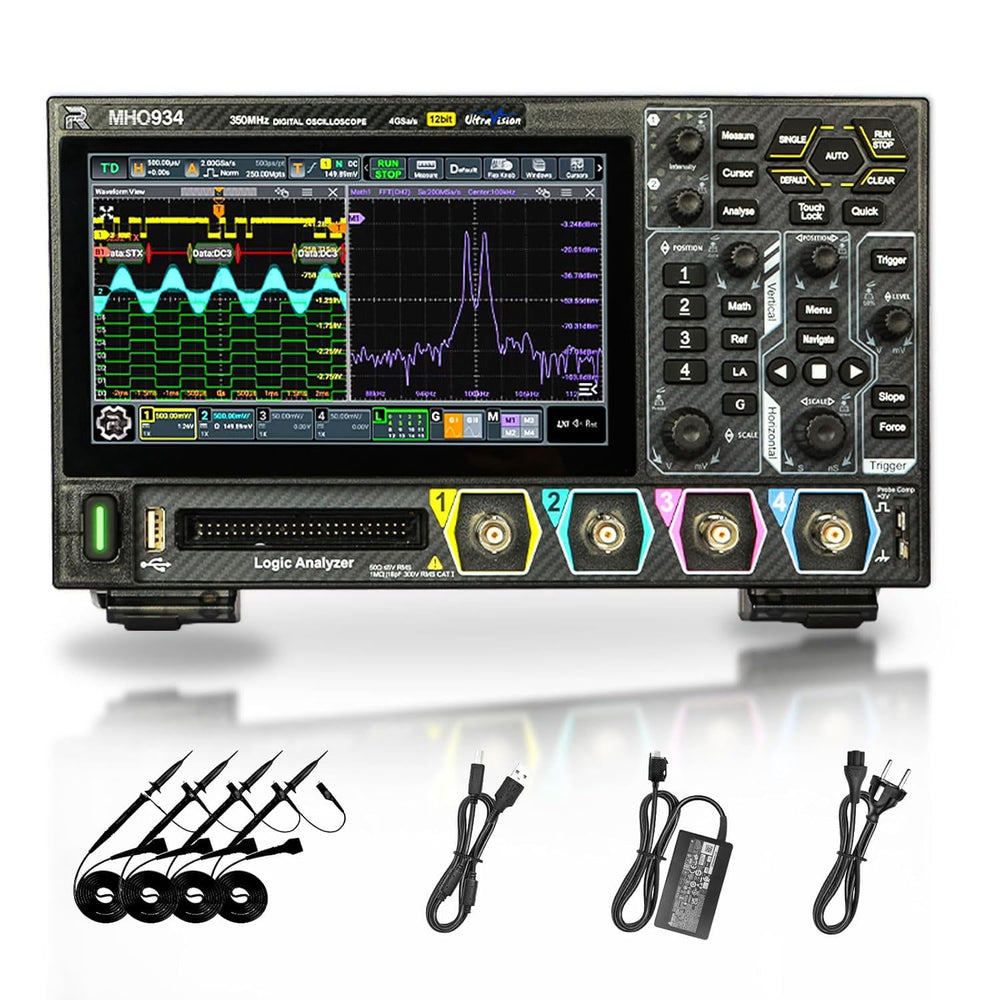 MH0934 MH0954 MH0984 High Precision Digital Oscilloscope 4 Channels 800MHz Bandwidth 12-Bit Resolution 4GS Sampling Rate Touchscreen USB HDM Signal Analysis
