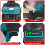 76MM Brushless Cordless Angle Grinder 390W Electric Grinding Cutting Polishing Machine Stepless Speed for Mak 18V Battery with LED Light