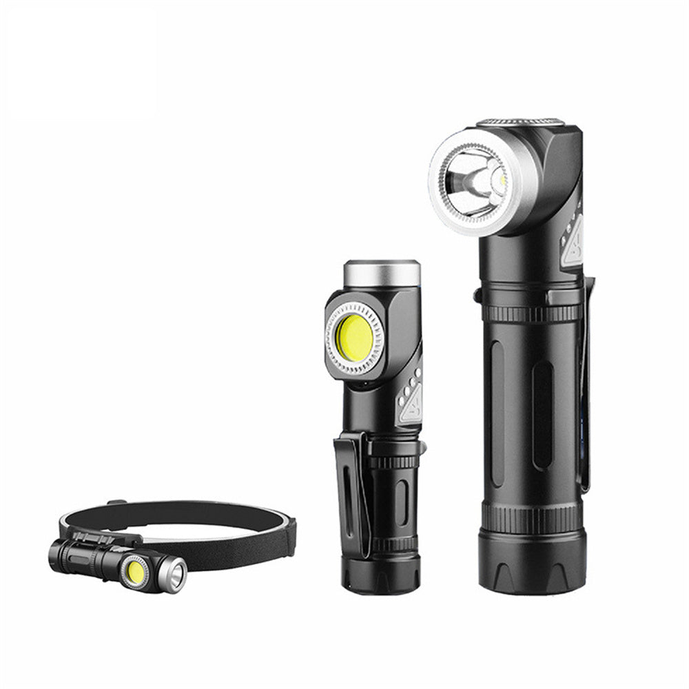 2 In 1 L-shape Flashlight LED Headlamp USB Rechargeable Bright Magnet Strong Mini Torch 90-Degree Adjustable Multi-Functional Outdoor Adventure Tool Compact Clip Light Waterproof Hiking Gear