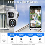 LinkMejor WSA18 8MP 4K 5X Zoom WiFi PTZ IP Camera Three Lens Three Screen Outdoor Camera Auto Tracking 2-Way Audio Video Surveillance CCTV Camera P2P ICSEE APP