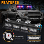 Front/Rear Windshield Interior Emergency Driving Strobe Light Safety Flashing Warning Danger Split Light Strip with Suction Cup for Construction Vehicles Truck