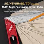 Multifunctional Positioning Angle Ruler Woodworking Scribing Gauge Aluminum Alloy Stainless Steel Dual-Sided Engraved Scales 30 45 50 60 70 Degree Line Drawing Measuring Square
